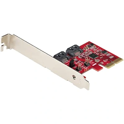 Image of StarTech.com SATA PCIE Card 2 Port Expansion 6Gbps Full/Low Profile PCI Express to Adapter/Controller ASM1062R RAID Converter (2P6GR CARD)