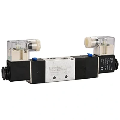Image of Heschen Electrical Pneumatic Solenoid Valve, 4V230 08C, 12VDC, PT1/4&#039;&#039;, 5 Way 3 Position, CE