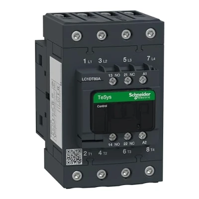 Image of Schneider LC1DT80AE7 Contactor 80A Amp 48V AC Volt 4 N/O Main Poles With 1 &amp; N/C Aux Contact Configuration