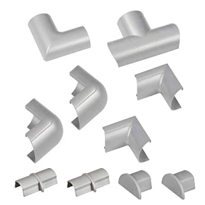 Image of D Line Mini Cable Trunking Clip Over Accessory Multipack Join Multiple Lengths of 30x15mm Cover 10 Piece Electrical Aluminium Effect