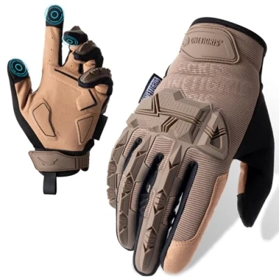 Image of OneTigris Full Finger Gloves, Cycling Gloves Touch Screen Men Women for Outdoor Sports Motorcycle Motorbike Hiking, Coyote Brown, M