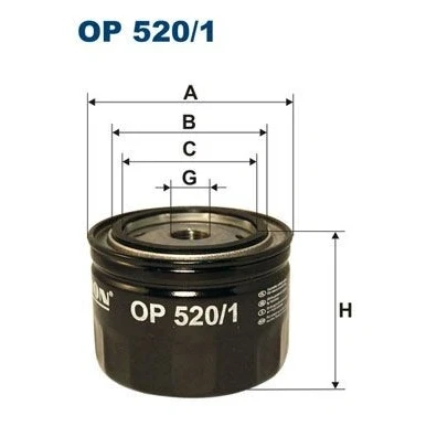 Image of MLS000144A Oil Filter FILTRON OP 520/1 3/4 16 UNF Spin on FORD: Sierra Mk2 Saloon, SCORPIO 1, Mk1 Hatchback, RENAULT: Trafic I Van