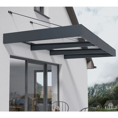 Image of 9â4 x 4â7 Palram Canopia Sophia XL 3000 Grey Clear Door Canopy (2.86m 1.4m)