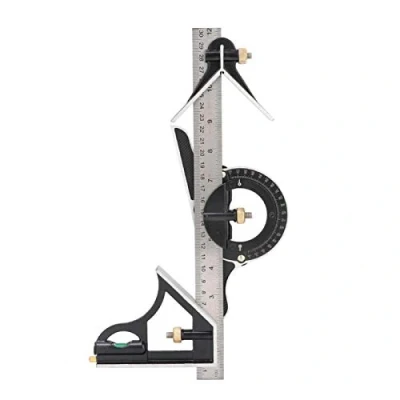 Image of Stainless steelt Square Ruler Adjustable Sliding Combination &amp; Protractor Level Measure Measuring Set, Angle 0 180 Tri 0.01