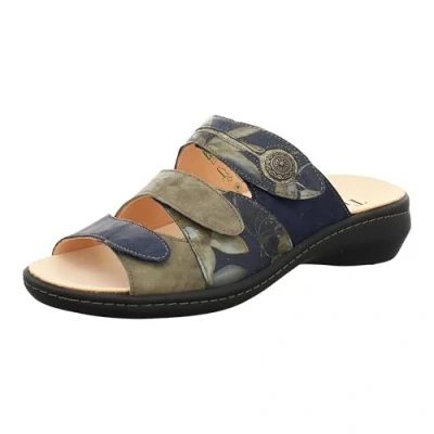 Image of THINK! Women&#039;s Camilla_3 000078 chromfrei gegerbte nachhaltige Wechselfußbett Mule, 8040 Indigo/Kombi, 2 UK