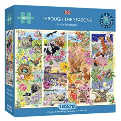Image of Through the Seasons 1000 Piece Jigsaw Puzzle Nature Wildlife Sustainable for Adults Premium 100% Recycled Board Great Gift Gibsons Games