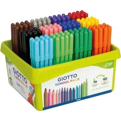 Image of GIOTTO Turbocolor Felt Tip Fibre Pens, Fine Nib 2.8mm, Schoolpack, 144 x Assorted Colours, Ideal for Children, Parties and Schools