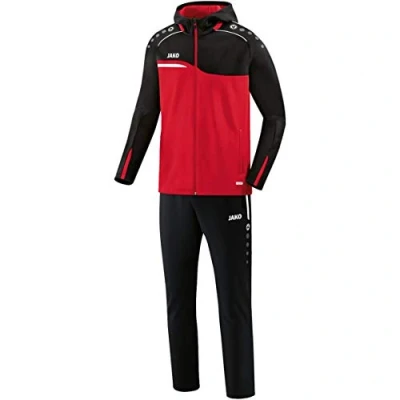 Image of JAKO Competition 2.0 M9618 Women&#039;s Tracksuit with Hood, Red/Black, 12
