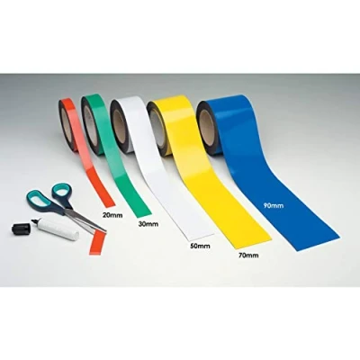 Image of Beaverswood Magnetic Easy Wipe Warehouse Racking Strip H90mmxW10m Yellow (Roll)