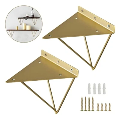 Image of Pxzybd Brackets for Shelves Decorative, 2 Pcs Heavy duty Hairpin Shelf Brackets, Floating Metal Supporter, Shelving Walls, Gold, With Screws,Gold 19.5cm(7.68in)