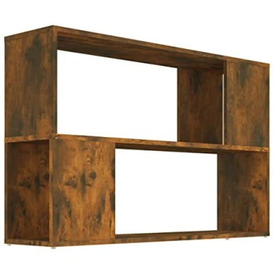 Image of vidaXL Book Cabinet in Smoked Oak Versatile Modern Bookcase with Open Compartments Made of Durable Engineered Wood Perfect for Living Room or Office