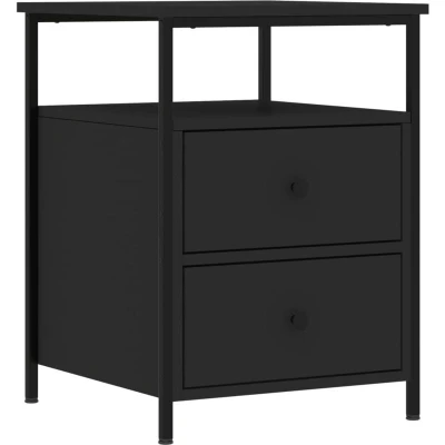 Image of vidaXL Bedside Cabinet Black 44x45x60 cm Engineered Wood