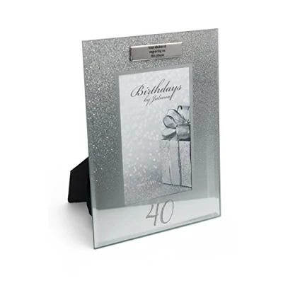 Image of Personalised 40th Birthday Photo Frame Silver Glitter Gift