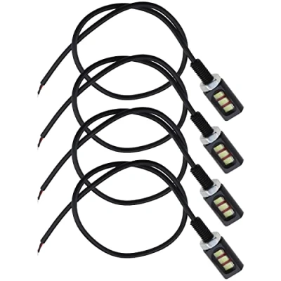 Image of ECSiNG 4PCS Motorcycle Number Plate Light 12V 3LED Universal Car License Lamp Screw Bolt Motorbike Accessory Part (White Light)
