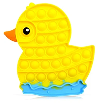 Image of Yeefunjoy Pop It Fidget Sensory Toy, Poppet Toys for kids &amp; Adult, Popper Autism Special Needs Stress Reliever Silicone Anxiety Push Bubble Toy (Yellow Duck)