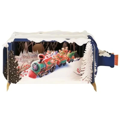 Image of Message in A Bottle Santa Express Pop Up Christmas Greeting Card XMIB098