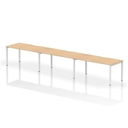 Image of Evolve Single White Frame Bench Desk 1600 Maple (3 Pod) BE389