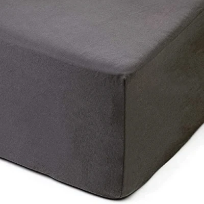Image of Amago Fitted Sheet, 50 cm Pocket, 100 Percent Cotton, 140 x 200 Anthracite