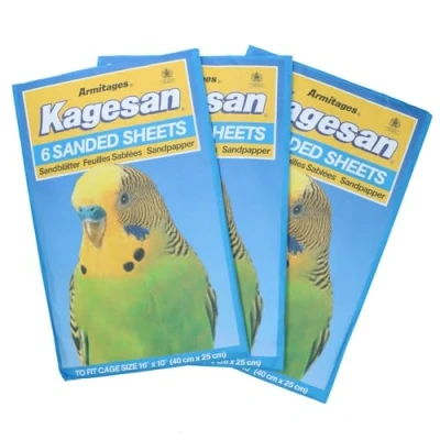 Image of AB Tools 18 Sanded Sheets Sandpaper Cage Lining Budgies Caged Birds 25x40cm