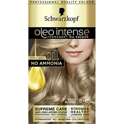 Image of Schwarzkopf Oleo Intense Permanent Blonde Hair Dye, Oil Enriched, Ammonia Free, Up to 100 Percent Grey Coverage, Beige 8 05