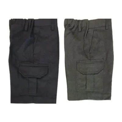 Image of L S U 2 Pairs of BOYS CARGO SCHOOL SHORTS ADJUSTABLE WAIST GREY BLACK HALF ELASTICATED 17 YEARS (UK, Age, 16 Years, Regular, Black)