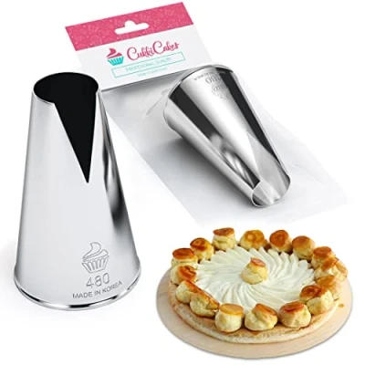 Image of CukkiCakes Professional Large Piping Nozzle (480), for Decorating Saint Honore Cakes, Cupcakes &amp; Cookies Icing Tips/Frosting Nozzles Compatible with Pastry Bag Made in Korea