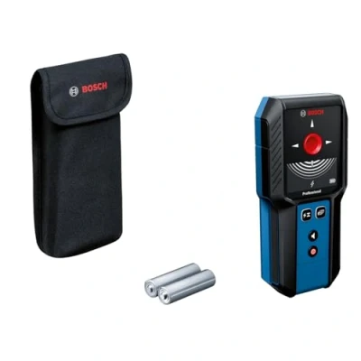Image of Bosch Professional Wall Scanner GMS 120 27 (2xAA Batteries, max. Detection Depth Non Magnetic Metal/Magnetic Metal/Live Wire/Wood: 120/100/50/30 mm, Pouch)