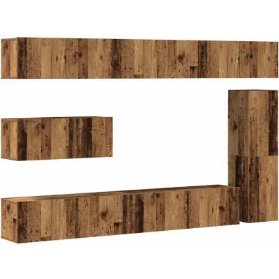 Image of vidaXL 7 Piece TV Cabinet Set Wall mounted Old Wood Engineered