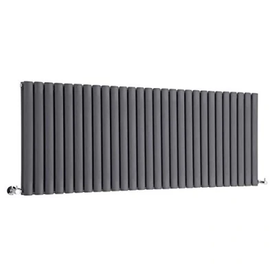 Image of Milano Aruba Anthracite Horizontal Double Oval Panel Radiator 635mm x 1652mm