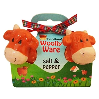Image of FANCYTHAT &amp; SCIFI PLANET Highland Cow Woolly Ware Salt Pepper Shakers