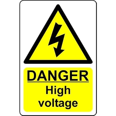 Image of Danger high Voltage Safety Sign Self Adhesive Sticker (300mm x 200mm)