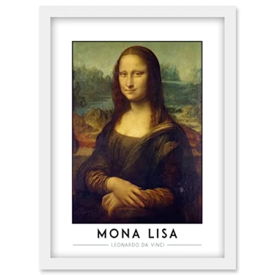 Image of Wee Blue Coo Leonardo Da Vinci Mona Lisa Portrait Painting Artwork Framed Wall Art Print A4