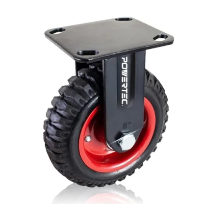 Image of POWERTEC 17053 Fixed Heavy Duty Industrial Caster, 8 inch, Black, inch