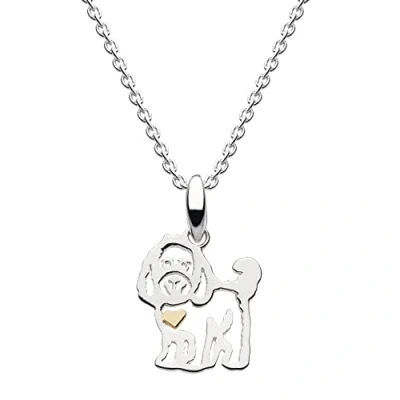 Image of Dew Sterling Silver and 14ct Gold Plate Cockapoo Dog Necklace, 18&quot;