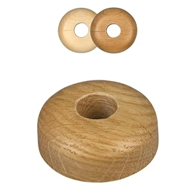 Image of 10 Pieces Pipe Covers, Solid Wood, for diameters: 15mm, 19mm, 22mm; Radiator Collars/Heating Rings/Surrounds/Roses, Real Wood: Maple, Beech, Oak, (19mm, Oak)