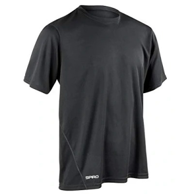 Image of Spiro Mens Quick Dry Sports Short Sleeve Performance T Shirt (M) (Black)