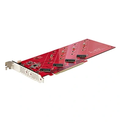 Image of StarTech.com Quad M.2 PCIE Adapter Card, x16 to NVMe or AHCI SSDs, PCI Express 4.0, 7.8GBps/Drive, Bifurcation Required, Windows/Linux Compatible (QUAD M2 CARD B)
