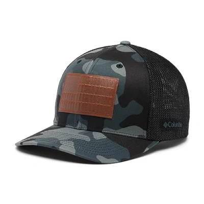 Image of Columbia Unisex Rugged Outdoor Mesh Hat, Black Mod Camo/Tree Flag, Small/Medium