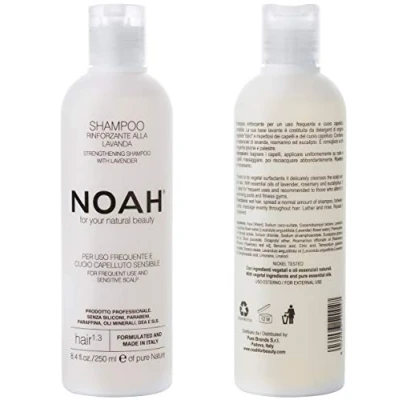 Image of Noah Natural Strengthening Hair 1.3 Shampoo with Lavender,Rosemary and Eucalyptus Oils For Frequent Use Sensitive Scalp, Vegetarian, Cruelty Free, No Parabens &amp; Silicone, Plant Based 250ml