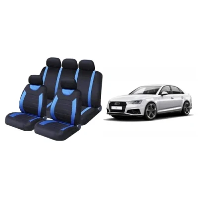 Image of Xtremeauto Full Set Of Car Seat Covers For Audi A4 Universal With Headrest (Blue Black)