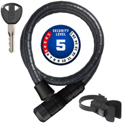 Image of ABUS armoured cable lock steel O Flex Microflex 6615K with SCMU holder made of armour sleeves security level 5 85 cm, black