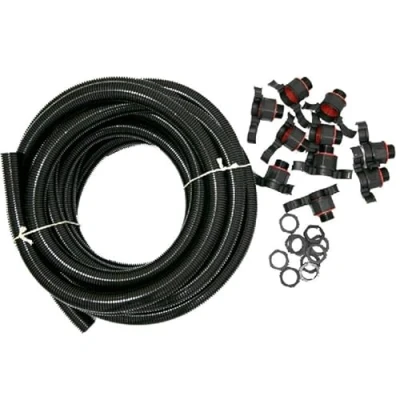 Image of Wiska Brace 20mm Flexible Black Conduit Contractor Pack Waterproof c/w 10 Glands &amp; Locknuts IP68 10112304