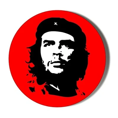 Image of CUBA CHE GUEVARA BLACK ON RED BADGE Medium 45mm Round Fridge Magnet