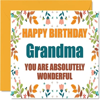 Image of Fun Birthday Cards for Grandma Absolutely Wonderful Joke Happy Card from Grandson Granddaughter, Gifts, 145mm x Mother&#039;s Day Greeting