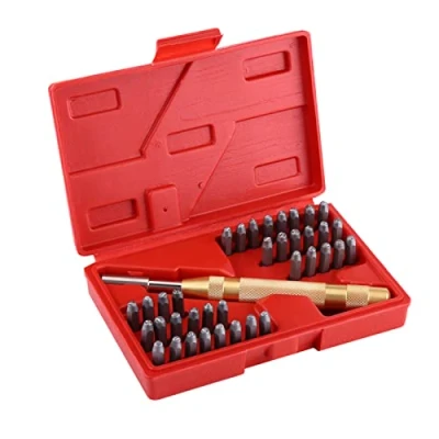 Image of 38 Pieces Number and Letter Stamp Set, Alphabet A Z 0 8 Symbol &amp; Metal Punch Stamps 3mm for Soft Metals, Plastics, Leather Wood