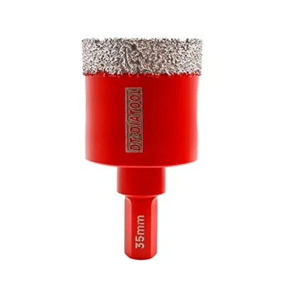Image of DT DIATOOL Diamond Drill Bit 35mm Vacuum Brazed Hole Saw with Triangle Shank Drilling Porcelain Tile Ceramic Marble Granite Masonry Quartz