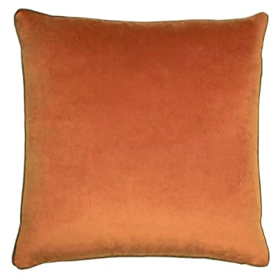 Image of Paoletti Meridian Piped Velvet Feather Filled Cushion Orange One Size