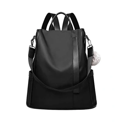 Image of Miss Lulu Travel Backpack Anti Theft Rucksack Bag for Women and Men,Girls Waterproof Lightweight Camping Cycle Nylon School Handbags (Black)