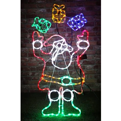 Image of Christmas Concepts® 114cm Santa Juggling Parcels Rope Light Decoration with Multi LED Lights