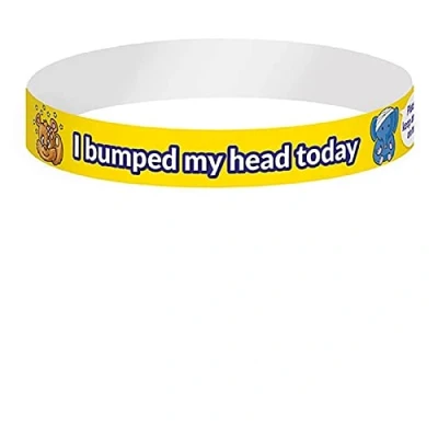 Image of 10 I Bumped My Head Today First Aid Childrens Pupils School Teachers Health Safety Wristbands 18MMx265MM Primary Teaching Services